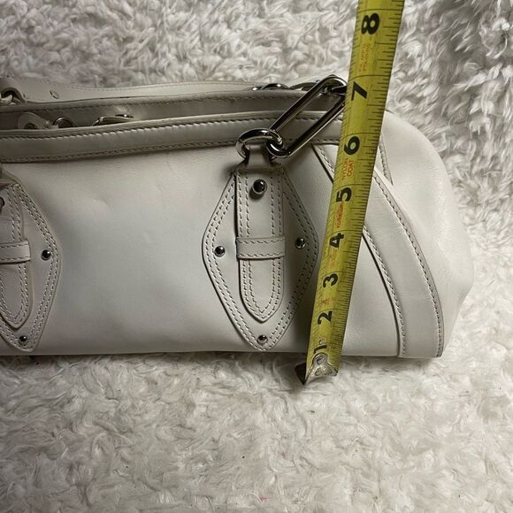 COLE HAAN TRINITY Baguette style Leather White Satchel silver tone hardwares. - Picture 10 of 14